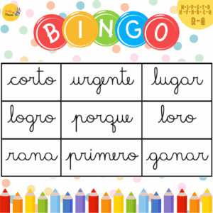 Bingo de consonantes L, M, P, S, T, D, N, F, H, B, C (ca-co-cu), Q, R y G – MANUSCRITA