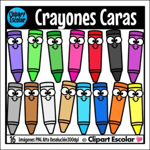 GRATIS Crayones Caras Clipart Escolar