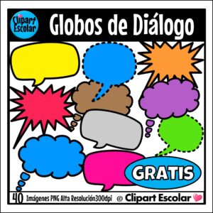 GRATIS Globos de Diálogo Clipart Escolar