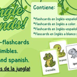 Jungle friends-Tarjetas-flashcards imprimibles. Inglés-Español.