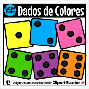 GRATIS Dados de Colores Clipart Escolar