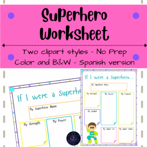 Actividades de superhéroes para kínder y preescolar | hojas de trabajo o centros de actividades | para conocer alumnos | información de estudiantes | about me