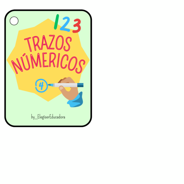 Formato: Muestra los números en un formato grande con una guía de trazo (puntos, flechas y líneas punteadas) para indicar la dirección y orden correctos de la escritura