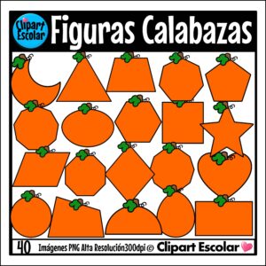 Figuras Geométricas 2D Calabazas Simple Clipart Escolar
