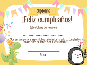 Diploma de cumpleaños para estudiantes.