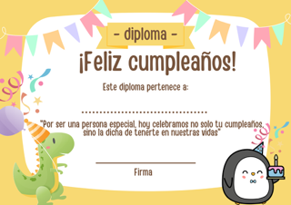 Diploma de cumpleaños para estudiantes.